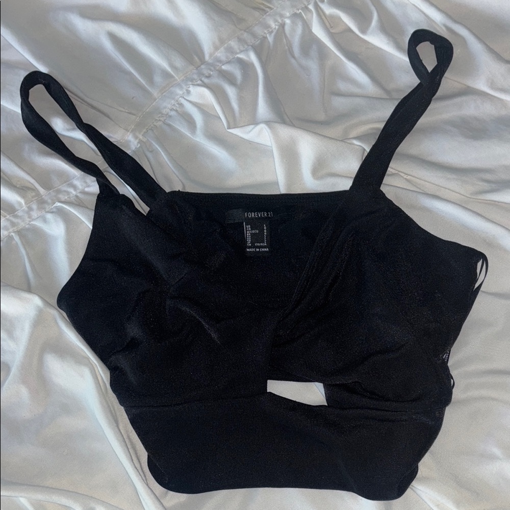 Forever 21 Black Twist Front Top